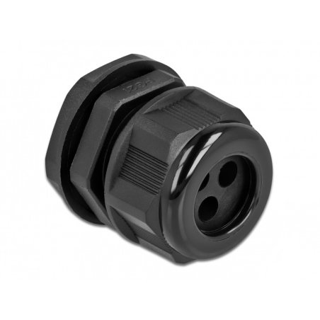 DeLOCK Presse-étoupe PG21 pour câble rond avec trois entrées de câble, noir, 2 unités