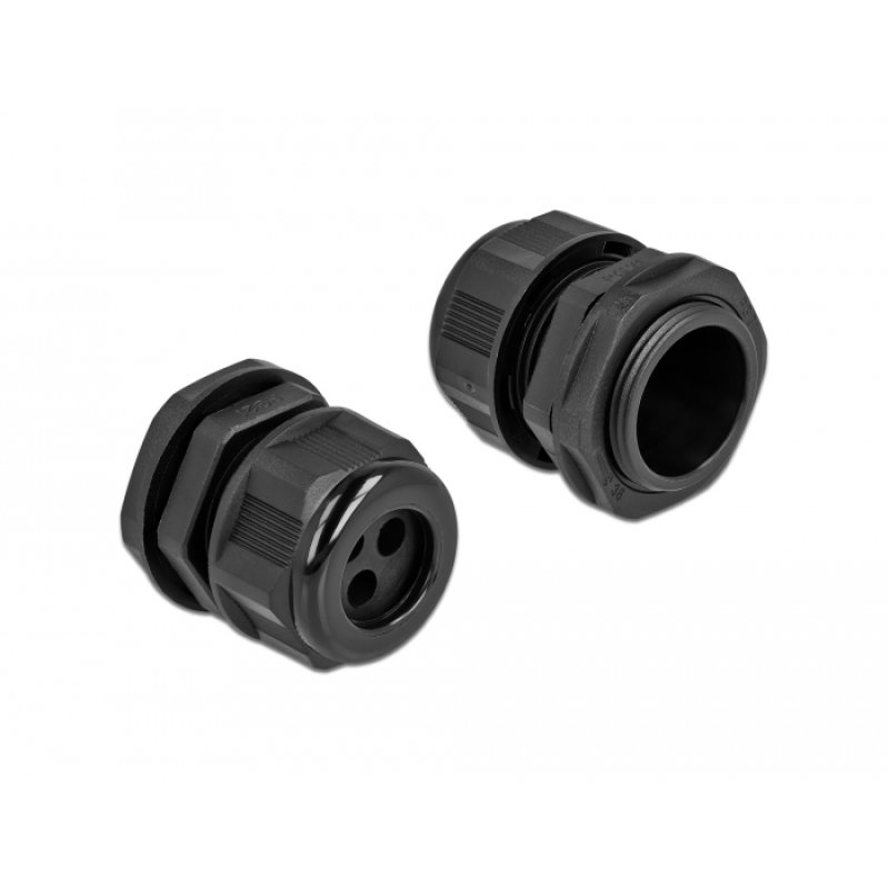 DeLOCK Presse-étoupe PG21 pour câble rond avec trois entrées de câble, noir, 2 unités