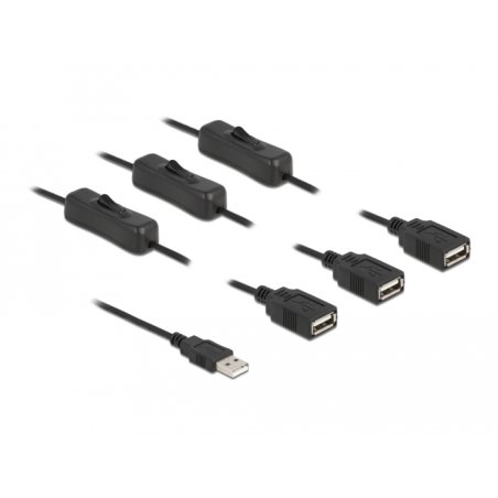 DeLOCK Cable USB Type-A male to 3 x USB Type-A female with switch 1 m