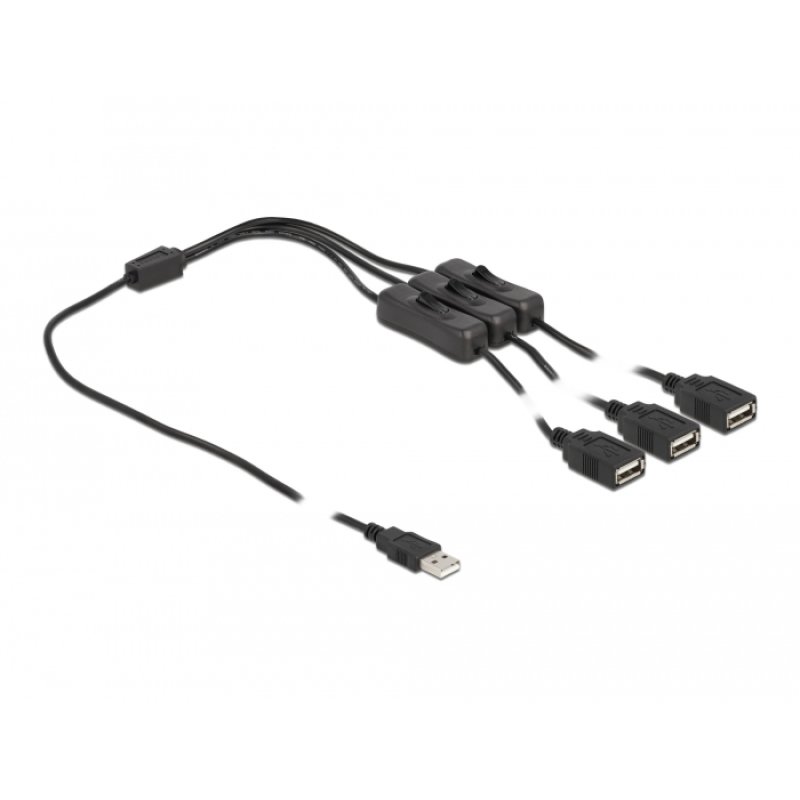 Delock Kabel USB Typ-A Stecker zu 3 x USB Typ-A Buchse mit Schalter 1 m