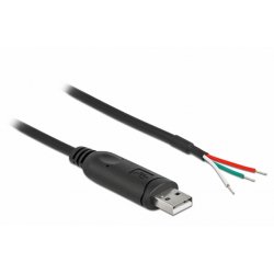 Delock Adapterkabel USB 2.0 Typ-A zu seriell RS-232 mit 3 offenen Kabelenden 0,5 m