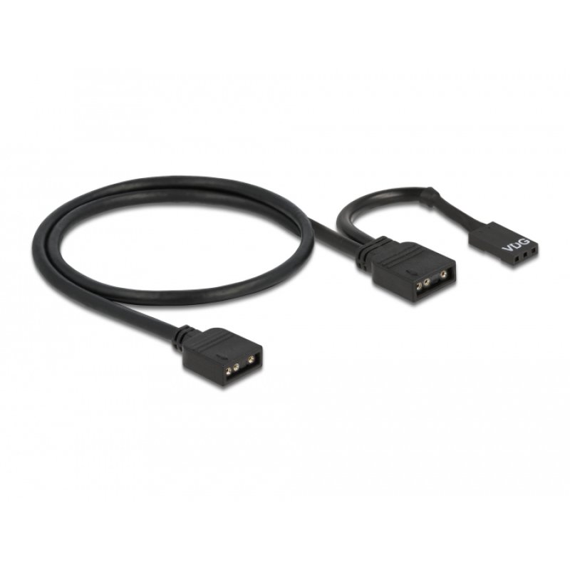 DeLOCK RGB Connection Cable 3 pin for 5 V RGB / ARGB LED illumination with 2 x 3 pin female 50 cm
