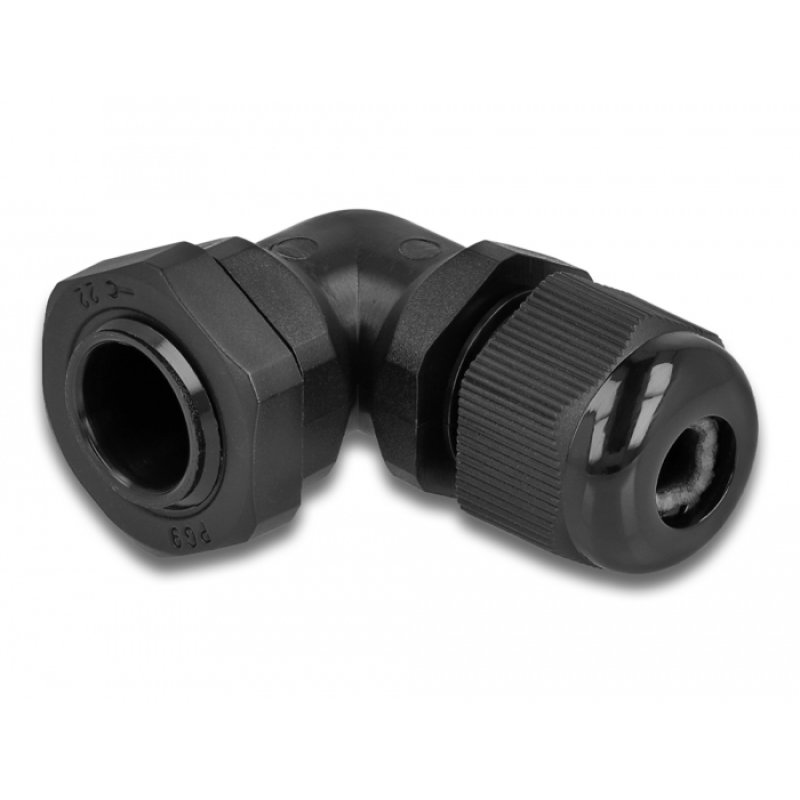 DeLOCK Presse-étoupe PG9 angulé 90° noir