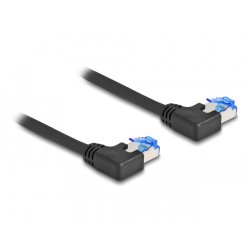 DeLOCK Câble de réseau RJ45, Cat.6A S/FTP, angulé à gauche, 1 m, noir
