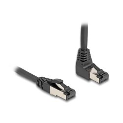 DeLOCK RJ45 câble de réseau Cat.8.1 S/FTP, coudé 90° bas / droit, 0,5 m, noir