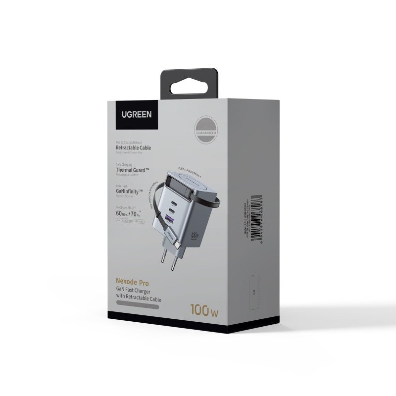 UGREEN Chargeur 100W 2C1A GaN avec cable Retractable USB-C