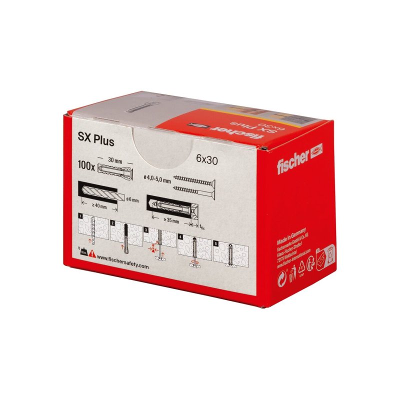 Fischer 568006 ancrage à vis et cheville murale 100 pièce(s) Ancre d'expansion 30 mm