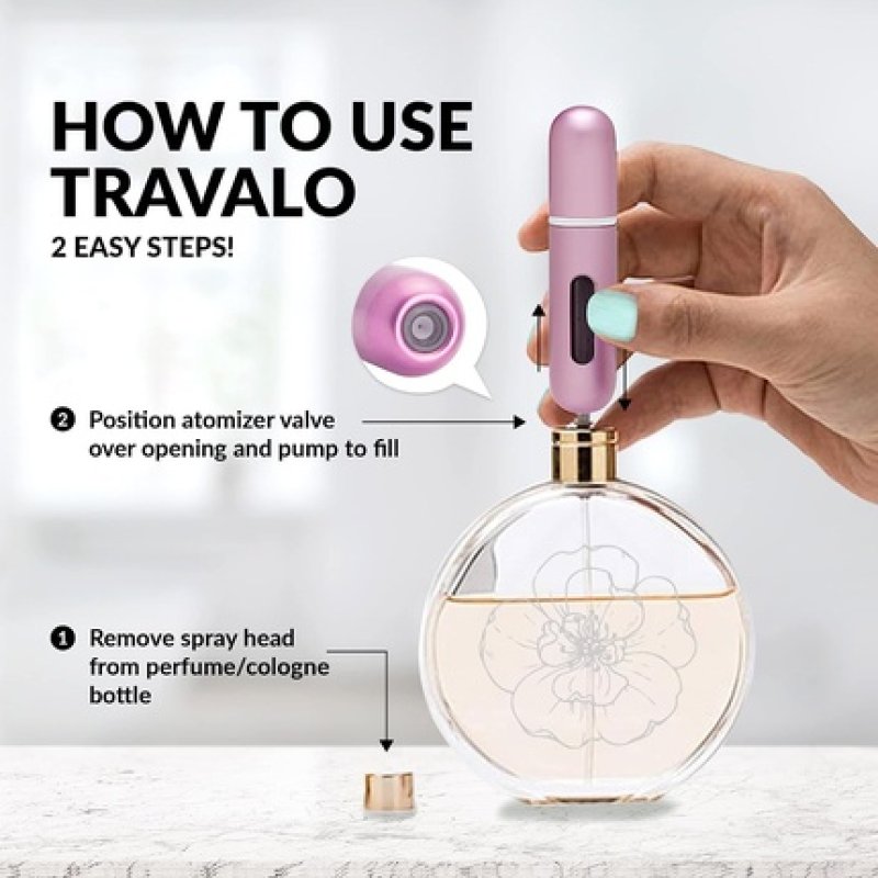 Travalo Classic HD Perfume Atomizer Genie-S TSA Approved Travel Perfume Bottle Refillable Reusable Airtight Easy-Fill