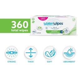 Waterwipes Sensitive Hydrating Boost Wipes 360 Count - Pack of 6