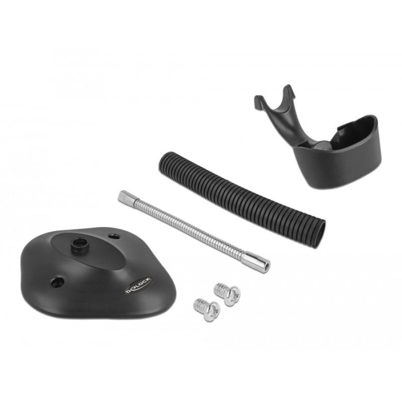 DeLOCK Scanner de code-barres USB 1D avec câble de connexion et support - laser - noir