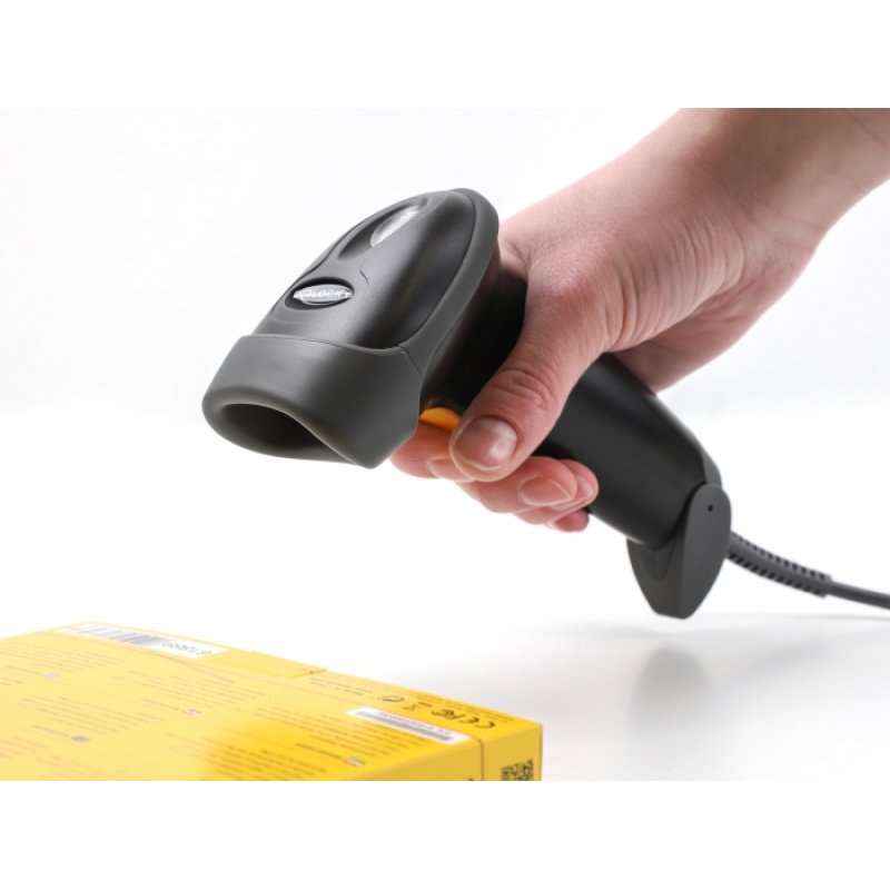 Delock USB Barcode Scanner 1D mit Anschlusskabel und Halterung - Laser - schwarz