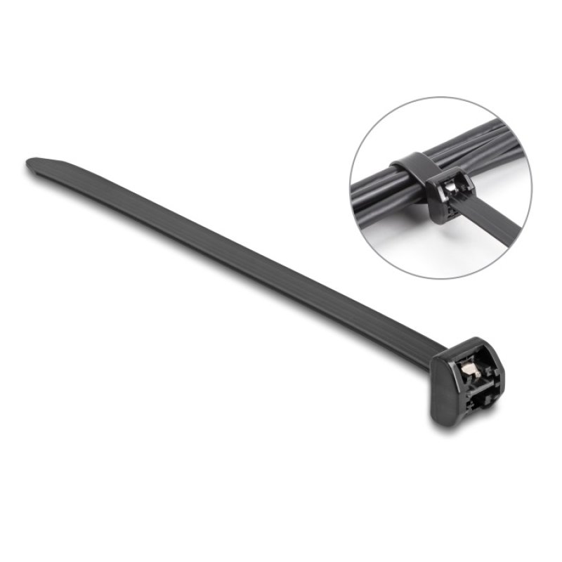 Delock Kabelbinder mit Metallzunge L 343 x B 12,7 mm 10 Stück schwarz