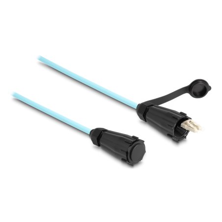 Delock LWL Kabel LC Duplex zu LC Duplex mit Verschlusskappe Multimode OM3 IP68 staub- und wasserdicht 2 m
