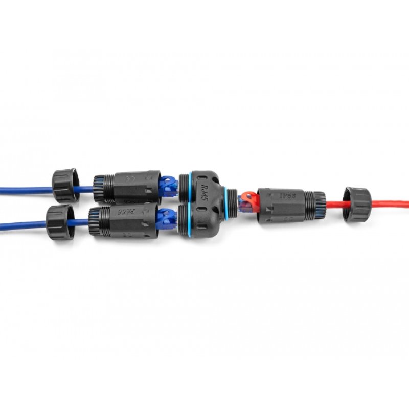 Delock Kabelverbinder RJ45 Buchse zu 2 x RJ45 Buchse Cat.6A wasserfest