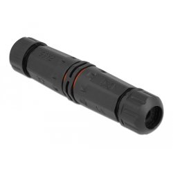 DeLOCK Connecteur de câble pour l’extérieur, 3 broches, étanchéité IP68, diamètre de câble 4,5 à 7,5 mm, noir