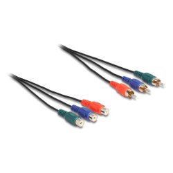 DeLOCK Câble de rallonge RCA RGB 3 x mâles vers 3 x femelles, 1 m