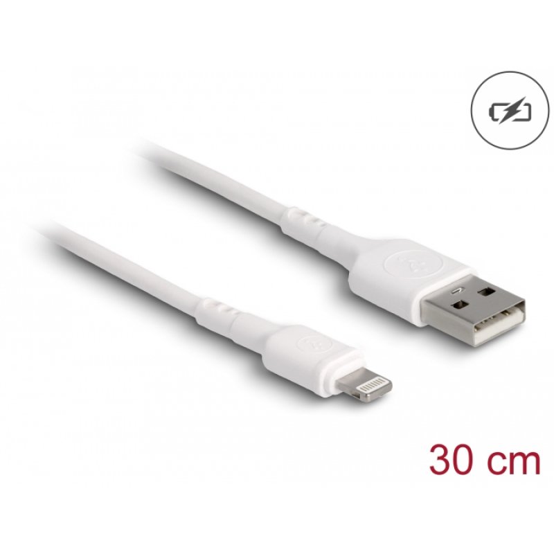 Delock USB Ladekabel für iPhone™, iPad™, iPod™ weiß 30 cm