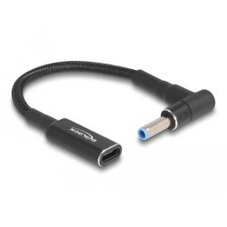 Delock Adapterkabel für Notebook Ladekabel USB Type-C™ Buchse zu HP 4,5 x 3,0 mm Stecker 90° gewinkelt 15 cm