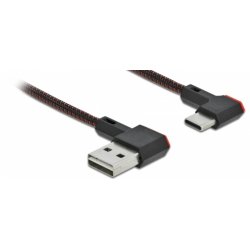 DeLOCK Câble EASY-USB 2.0 Type-A mâle à USB Type-C mâle coudé vers la gauche / droite 0,2 m noir
