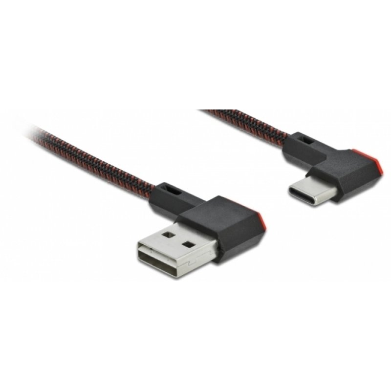 DeLOCK Câble EASY-USB 2.0 Type-A mâle à USB Type-C mâle coudé vers la gauche / droite 0,2 m noir