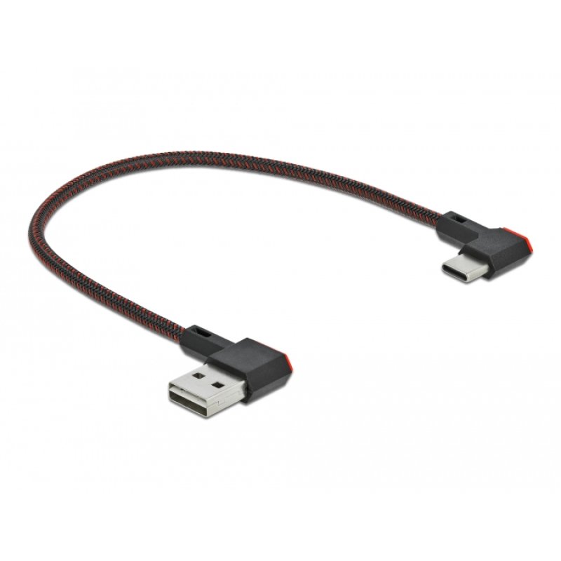 DeLOCK Câble EASY-USB 2.0 Type-A mâle à USB Type-C mâle coudé vers la gauche / droite 0,2 m noir