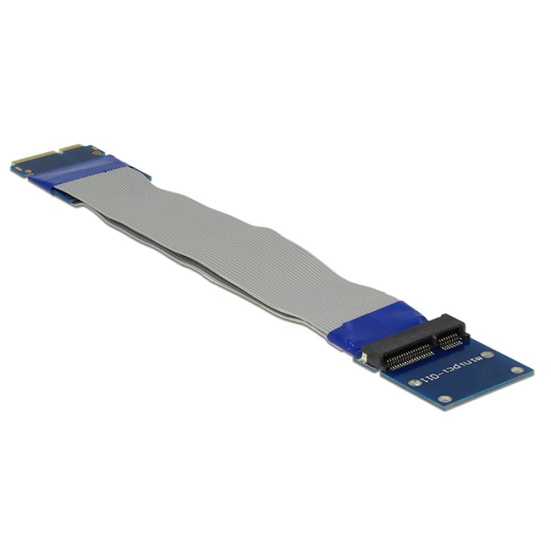 Delock Verlängerung Mini PCI Express / mSATA Stecker Slot Riser Karte mit flexiblem Kabel 13 cm