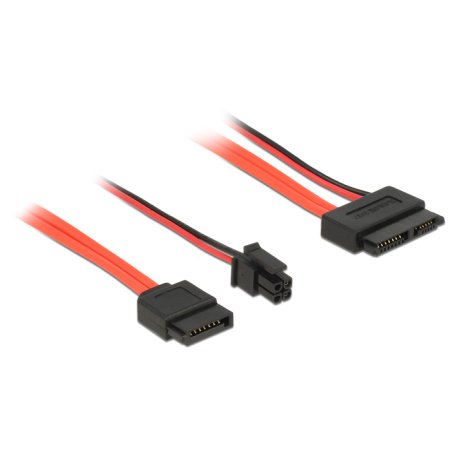 DeLOCK 0.3m, SATAIII 7p 4p/Slim SATAIII 13p câble SATA 0,3 m SATA 7-pin Molex (4-pin) SATA 13 broches Slimline