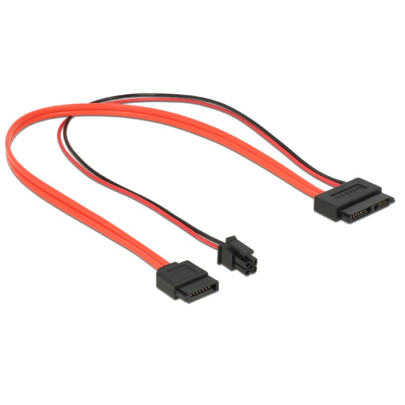 DeLOCK 0.3m, SATAIII 7p 4p/Slim SATAIII 13p câble SATA 0,3 m SATA 7-pin Molex (4-pin) SATA 13 broches Slimline
