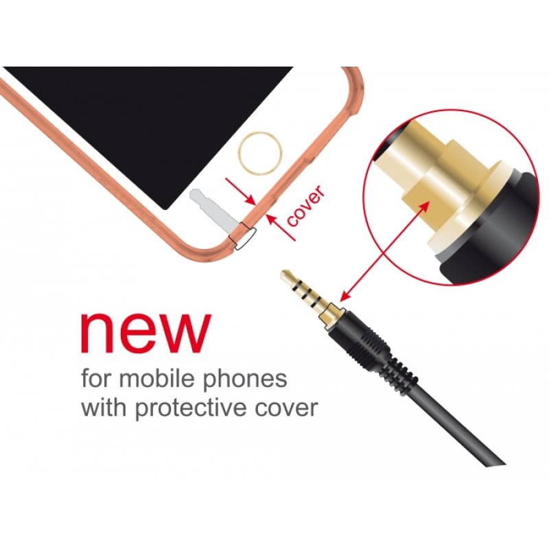 Delock Klinkenverlängerungskabel 3,5 mm 4 Pin Stecker zu Buchse 3 m schwarz