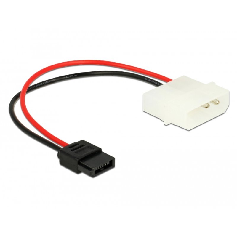 Delock Stromkabel Molex 4 Pin Stecker zu Slim SATA 6 Pin Buchse 15 cm