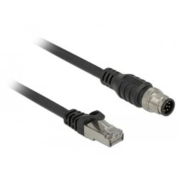 Delock Kabel RJ45 Stecker zu M12 Stecker A-kodiert 8 Pin Cat.5e SFTP 1 m