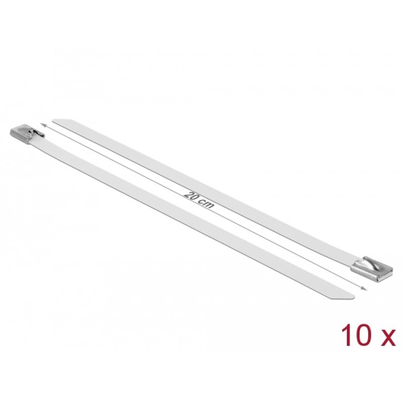 Delock Edelstahlkabelbinder L 200 x B 7,9 mm weiß 10 Stück