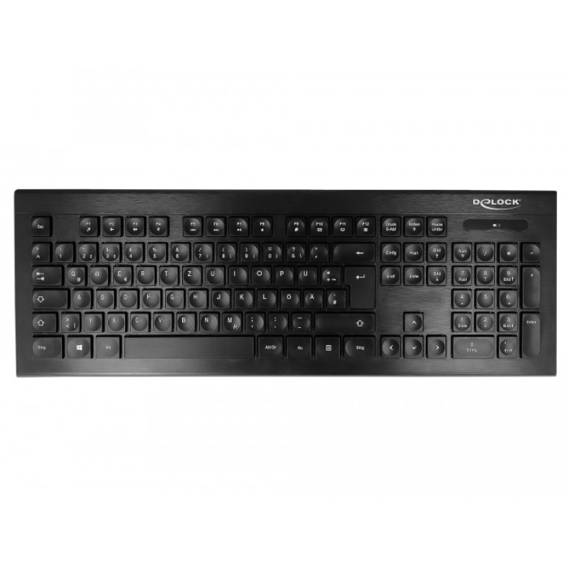DeLOCK 12671 clavier Bureau RF sans fil QWERTZ Allemand Noir