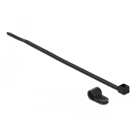 Delock Befestigungsschelle 6,4 mm mit Kabelbinder L 200 x B 3,6 schwarz