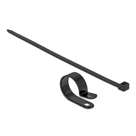 Delock Befestigungsschelle 25,4 mm mit Kabelbinder L 300 x B 7,2 schwarz