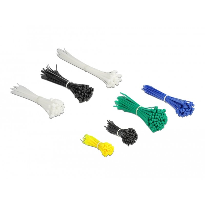 DeLOCK 19358 cable tie Parallel entry cable tie Plastic Black, Blue, Green, White, Yellow 600 pc(s)