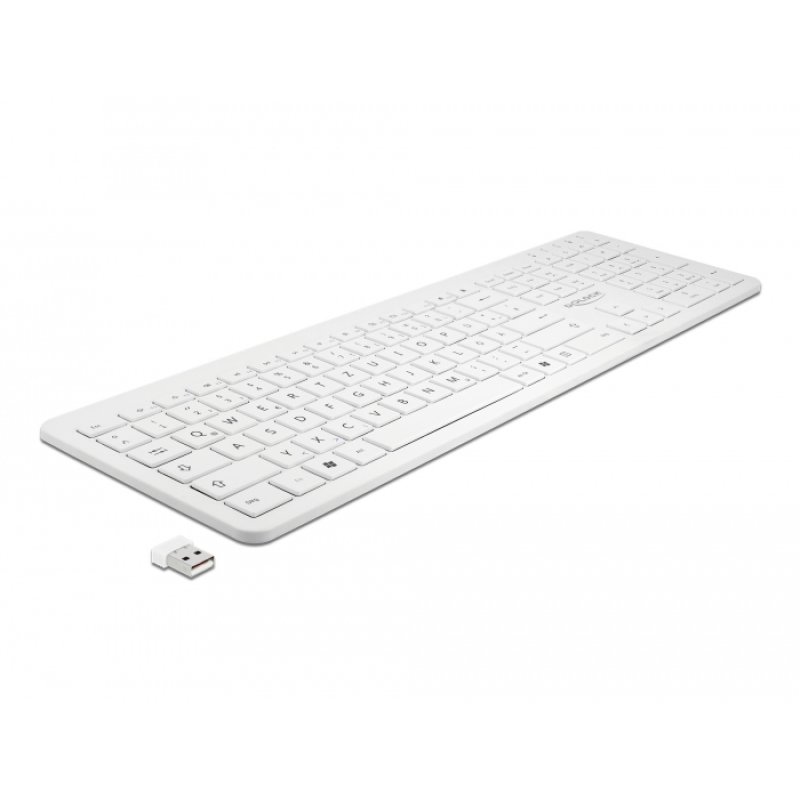 Delock USB Tastatur 2,4 GHz kabellos weiß (flach)
