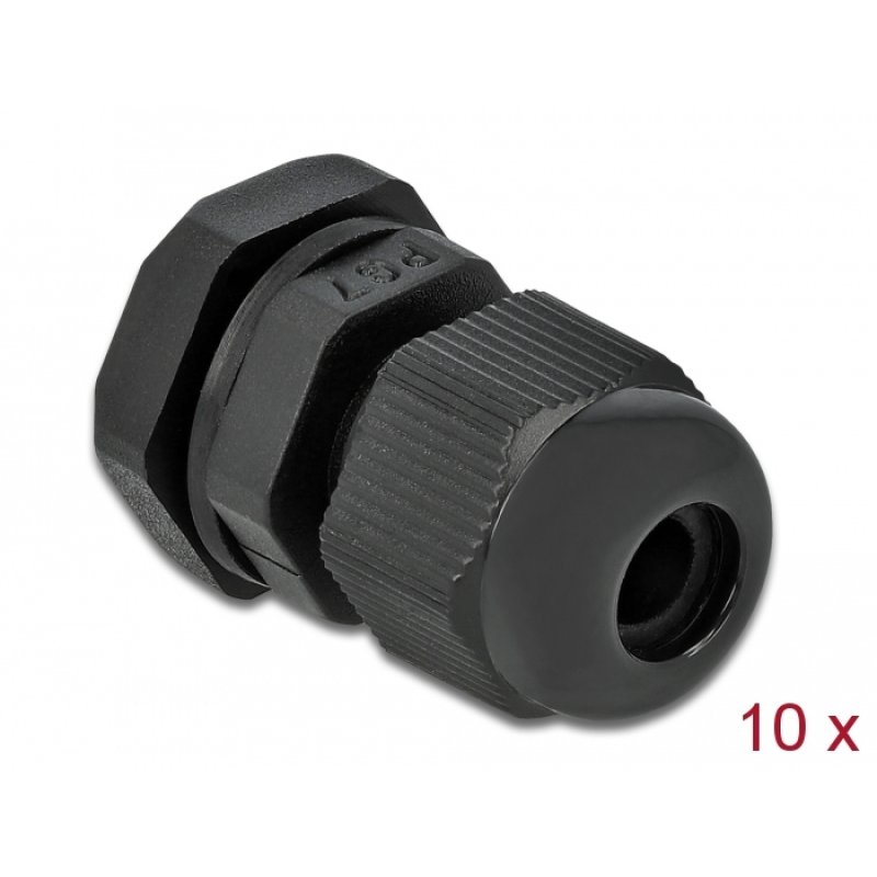 DeLOCK Presse-étoupes PG7 10 unités noirs