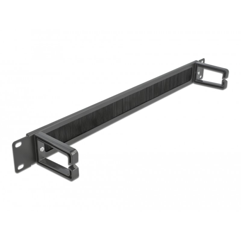 DeLOCK 19″ Cable Management Brush Strip with 2 hooks 1U black