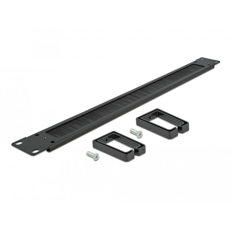 DeLOCK Râteau de gestion des câbles de 19″ avec quatre crochets, 1 unité, noir