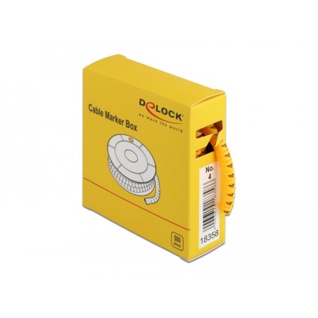 Delock Kabelmarker Box, Nr: 4, gelb, 500 Stück
