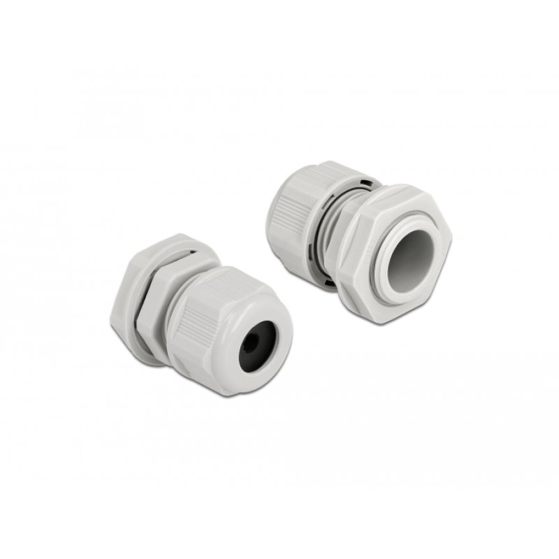 DeLOCK Presse-étoupe PG13,5 pour câble rond gris, 2 unités