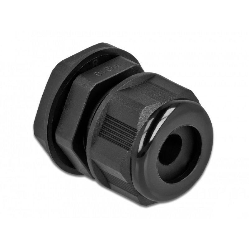 DeLOCK Cable Gland PG16 for round cable black 2 pieces