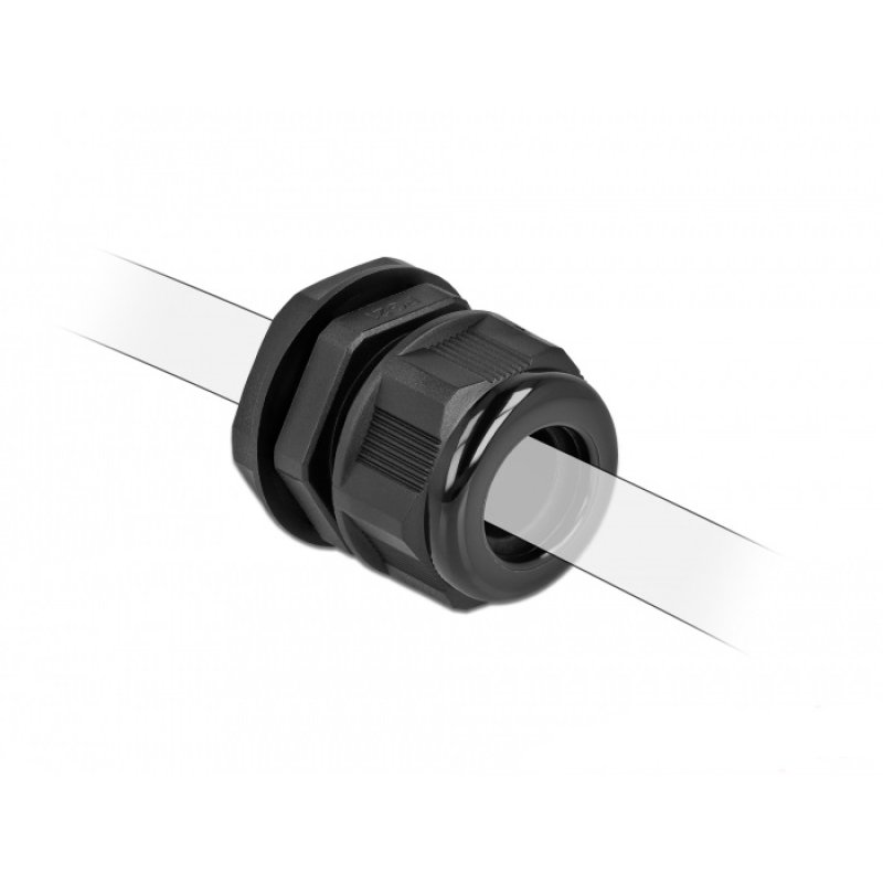 DeLOCK Presse-étoupe PG16 pour câble rond noir, 2 unités
