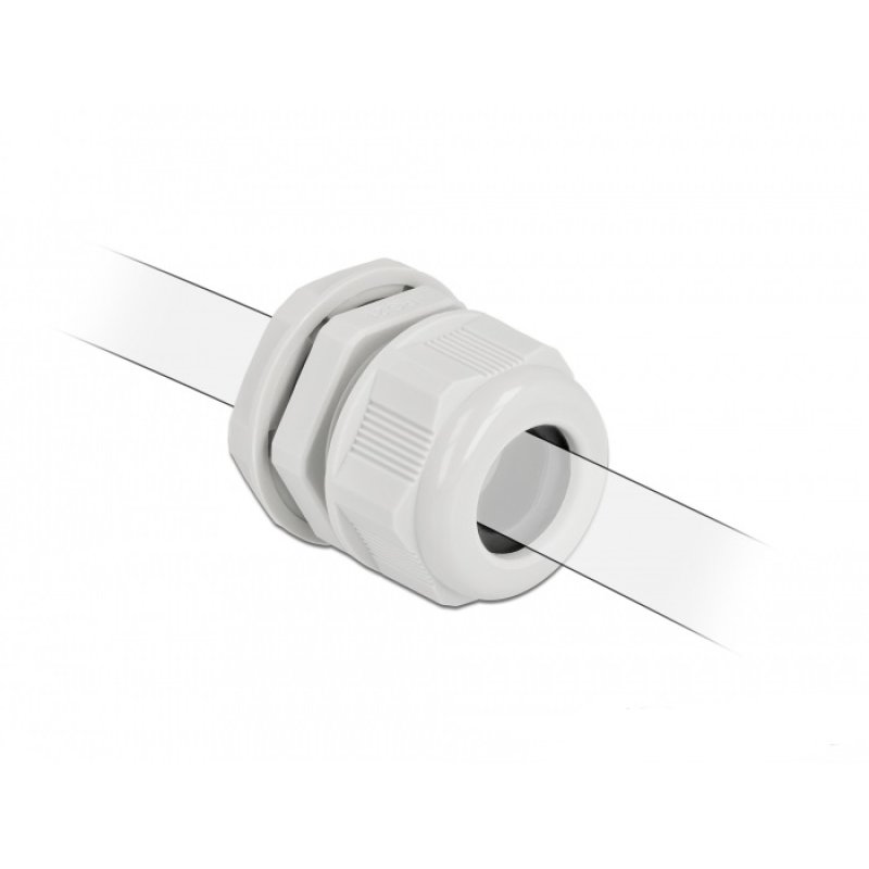DeLOCK Cable Gland PG21 for round cable grey 2 pieces