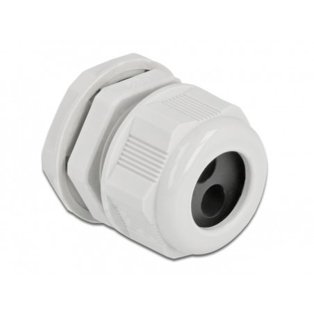 DeLOCK Cable Gland PG21 for round cable with two cable entries grey 2 pieces