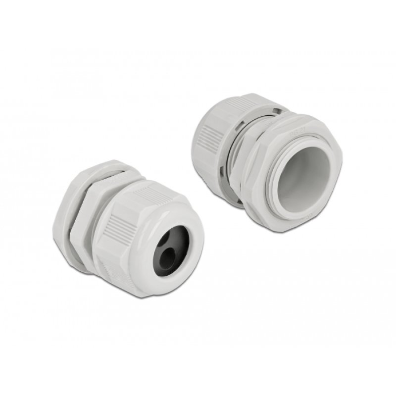 DeLOCK Cable Gland PG21 for round cable with two cable entries grey 2 pieces