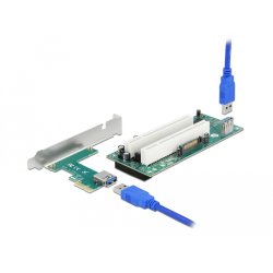 Delock Riser Karte PCI Express x1 zu 2 x PCI 32 Bit Slot mit 60 cm Kabel