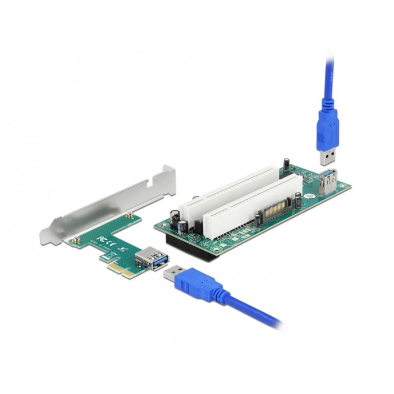 Delock Riser Karte PCI Express x1 zu 2 x PCI 32 Bit Slot mit 60 cm Kabel