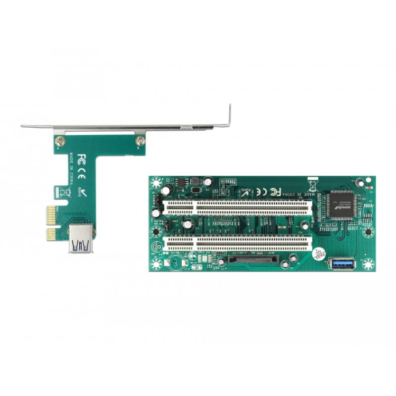 Delock Riser Karte PCI Express x1 zu 2 x PCI 32 Bit Slot mit 60 cm Kabel